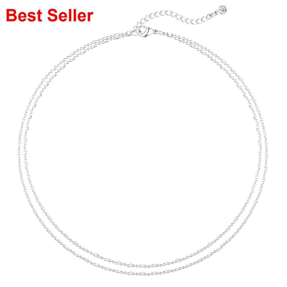 Silver Plated Snake Chain Choker Necklace Layered Dainty Jewelry